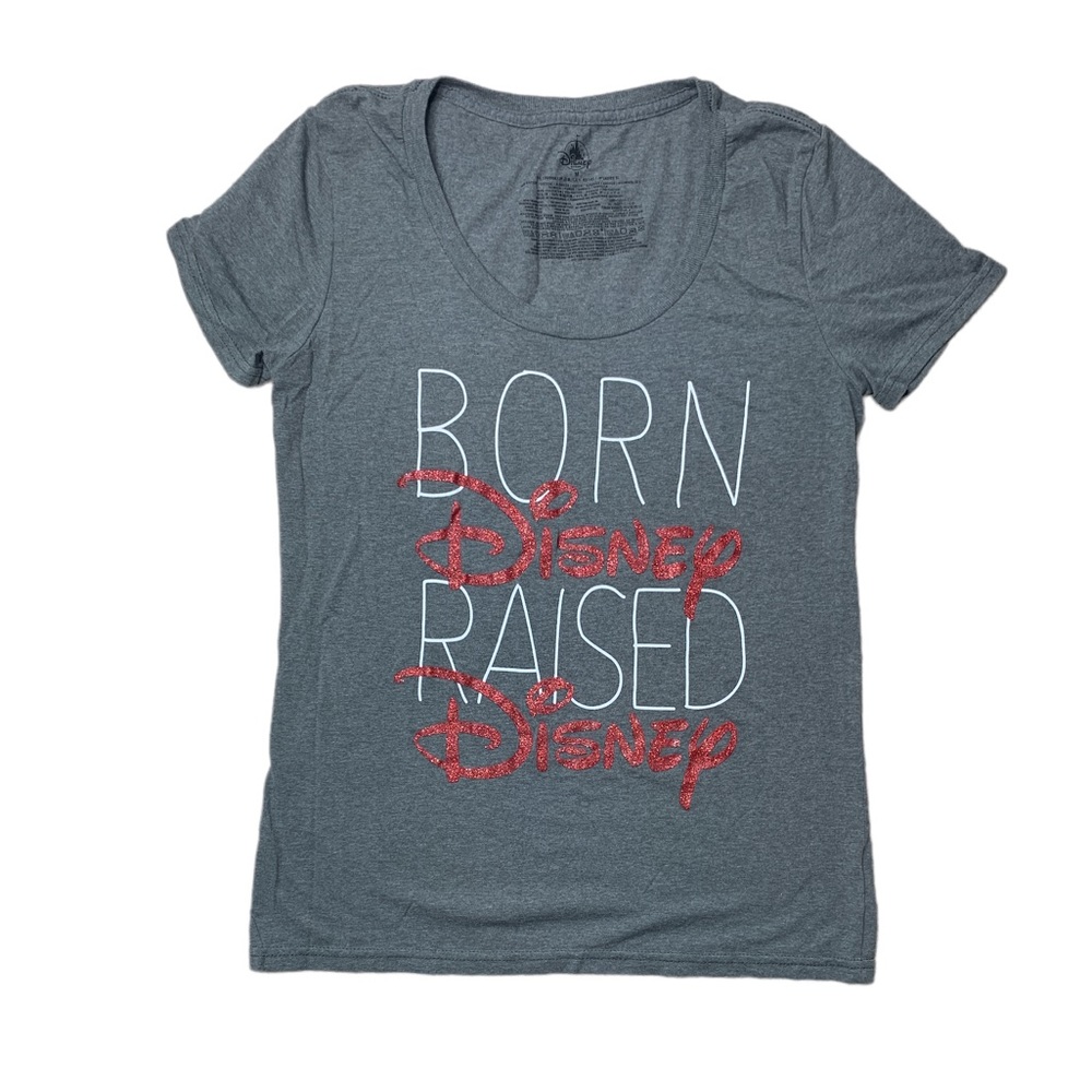 Medium Disney Gray Red Glitter Top Born Disney Raised Disney Scoop Neck …